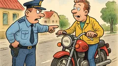 Dowcip: Policjant zatrzymuje pędzącego motocyklistę