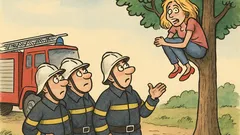 Dowcip: Zaalarmowana straż ściąga blondynkę z drzewa