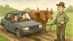 Dowcip: Mąż z żoną jadą wiejską drogą