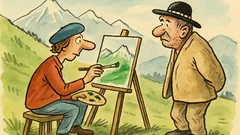 Dowcip: Góry. Malarz maluje pejzaż, podchodzi baca...