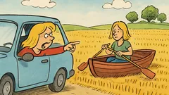 Dowcip: Blondynka jedzie i widzi łódkę na polu