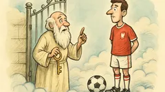 Dowcip: Stukanie do bram raju, piłkarz