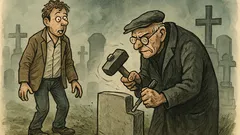 Dowcip: Idzie facet z imprezy przez cmentarz