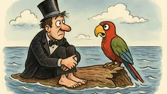 Dowcip: Prestidigitator, papuga i znikający statek