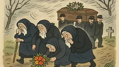 Anegdota: Procesja pogrzebowa, starsze panie i bukiet
