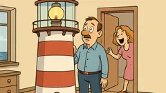 Dowcip: Żona latarnika woła do męża