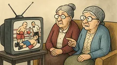 Dowcip: Dwie babcie oglądają boks w telewizji...
