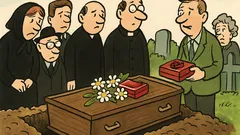 Anegdota: Pogrzeb. Trumna w grobie, rodzina rzuca...