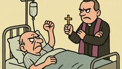 Anegdota: Ksiądz prosi chorego o wyrzeczenie się...