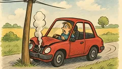 Anegdota: Słup telegraficzny coraz szybciej zbliżał...