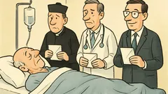 Dowcip: umierający starzec wzywa księdza, lekarza i prawnika