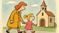Dowcip: Matka z córeczką mijają kościół...