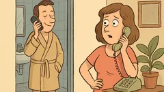 Dowcip: facet dzwoni z łazienki do domu