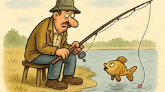 Anegdota: Wędkarz łowi złotą rybkę, a ona...
