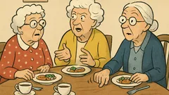 Dowcip: Trzy staruszki jedzą obiad i rozmawiają