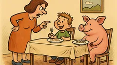 Dowcip: – Jasiu, zachowujesz się jak prosię...