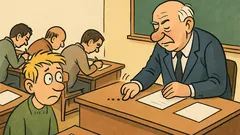 Dowcip: Egzamin na radiotechnice, profesor stuka w blat