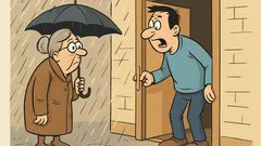 Dowcip: Teściowo, czemu tak stoicie w deszczu?